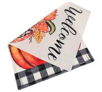 COOLHIYA Drapeau de Jardin Citrouille Lin Double Face Résistant Automne Décoration de Terrasse Pelouse et Cour
