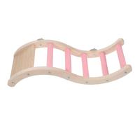 COOLHIYA Échelle en Bois pour Perroquet Fonction de Limage des Griffes, Jouet d'escalade Stimulant l'esprit pour Cage à Oiseaux, Accessoire Décoration Rose pour Animaux