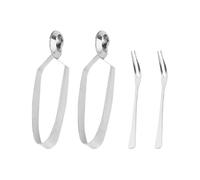COOLHIYA Ensemble de 4 Pince et Fourchette à Escargot en Acier Inoxydable, Ustensiles Multifonctionnels Résistants la Rouille pour Dîner D'escargots la Maison