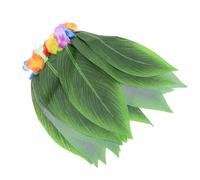 COOLHIYA Ensemble de Costume de Jupe en Herbe pour Hula Hawaïenne Taille Élastique Réglable, Jupe en Feuilles Confortable pour Fête Estivale et Danse Hawaïenne Adulte