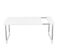 COOLHIYA Étagère de Rangement Cuisine Crochets Ajustable en Acier Inoxydable et PP Blanc Construction Robuste, Facile à Entretenir pour Organiser Grille et Ustensiles de