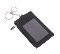 COOLHIYA Étui à Cartes de Visite PU avec Porte-clés pour Badge et Accès | Noir, Attache Métallique Intégrée, pour Cartes et Abonnement de Transport, Usage Quotidien Bureau et Déplacement