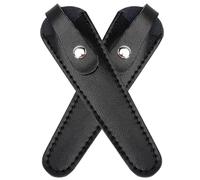 COOLHIYA Étui pour Ciseaux et Outils de Beauté 2 Pièces en Cuir Bovin Noir Léger Réutilisable pour Garçon et Filles et Rangement Domestique 15x4x1cm