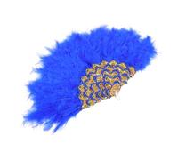 COOLHIYA Éventail à Plumes Bleu pour Mariage Accessoire Décoratif pour Cérémonie Photo Prop Romantique Tenue pour Femmes Décoration de Fête
