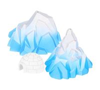 COOLHIYA Figurines Miniatures d'Arctique Lot de 3 Modèles de Petite Montagne et Iceberg pour Décoration de Micro Scène Hivernale sous-Marine