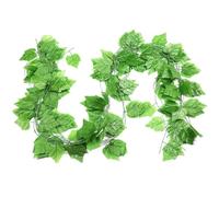 COOLHIYA Guirlande Look Naturel de Vigne Artificielle 12pcs à Feuilles de Raisin en Plastique Vert Matériau, pour Décoration Mariage ou Balançoire