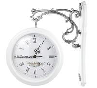 COOLHIYA Horloge Murale Double Face Rotative Vintage à Suspendre, Mécanisme Silencieux Grands Chiffres pour Salon Cuisine
