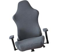 COOLHIYA Housse de Chaise Gaming Élastique en Polaire, Protection Facile à | Housse Accoudoir Fauteuil Bureau, Extensible, Pliable pour Rangement, Gris Foncé, Usage Maison