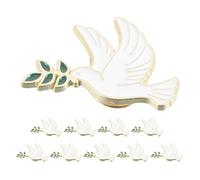 COOLHIYA Lot de 10 broches oiseaux vintage avec colombe de la paix et rameau d'olivier - Bijoux en alliage pour événements caritatifs, fêtes et tenues de les jours