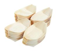 COOLHIYA Lot de 100 Bateaux à Sushis en Bois Jetables, Décoration Créative de Petit Bateau, Prévient, pour Buffet et Apéritif