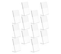 COOLHIYA Lot de 12 Porte-cartes Transparents en Acrylique Étanches pour Supports de Numéro de Table, Présentation Verticale pour Bars et Conférences