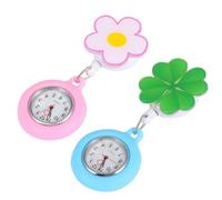 COOLHIYA Lot de 2 Montres Infirmière à Clip Rétractable Grand Cadran en Plastique et Verre, Montre de Poche Pratique pour Surveillance des Soins Infirmiers