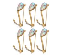 COOLHIYA Lot de 6 broches en métal avec note de musique et mélodie, élégantes, pour femme et fille, idéales pour un mariage, Noël ou une décoration de vêtements.