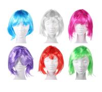 COOLHIYA Lot de 6 perruques courtes pour cosplay synthétiques résistantes à la chaleur, style bob coloré, créent une nouvelle coiffure, pour femmes et filles, fête à thème