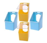 COOLHIYA Mangeoire Suspendue pour Pigeons Couvercle, Boîte Multifonction 4 Pièces, Distributeur d'eau Nourriture pour Cage, Accessoire Pratique et Solide