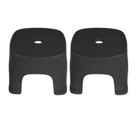 COOLHIYA Marchepied Marche en Pvc Noir Stable et Robuste pour Salle de Bain Cuisine, Tabouret Pratique Pliant pour Toilettes, Lot de 2 Pièces