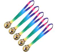 COOLHIYA Médailles de Volleyball en Alliage de Zinc avec Ruban Polyester - Lot de 5 pour trophées de compétitions Sportives et Participation d’Enfants