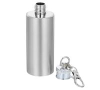 COOLHIYA Mini Format Compact Cylindrique Porte-clés 2 Oz Flasque en Acier Inoxydable Style Élégant Argenté pour Camping et Fêtes pour Hommes et Femmes