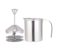 COOLHIYA Mousseur à Lait Manuel pour Mousseux de Lait en Acier Inoxydable 400cc Double Filtre à Mailles Résistant la Chaleur, pour Usage Domestique ou Café