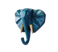 COOLHIYA Mural en Résine Patère Chic et Décorative Forme Tête D'éléphant Bleu pour Manteaux et Chapeaux, pour Dressing et Décoration Murale