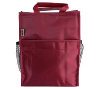 COOLHIYA Paquet à Documents Grosse Capacité Imperméable Rouge Oxford 3 Compartiments avec Fermeture Éclair et Poignée Portable Paquet D'élève pour Bureau et École