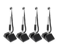 COOLHIYA Parure de Stylos de Comptoir Noirs 0,5 Mm en Lot de 4 Chaîne Antivol et Support Abs, Adaptés pour Bureaux Professionnels et Halls D’accueil