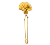 COOLHIYA Passoire à Thé en Inox 304 Manche Long et Design Coquillage, Infuseur à Thé pour Feuilles en Vrac, pour Bureau et Voyage, Taille 6.30X1.97X1.18In
