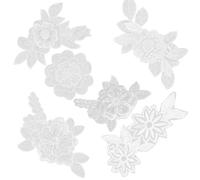 COOLHIYA Patchs de Fleurs en Dentelle Blanche Plusieurs styles 6pcs Tissu Délicat Motif Floral, pour Décorer Vêtements et Robes pour Couture Plusieurs styles