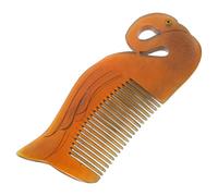 COOLHIYA Peigne à Cheveux en Corne de Bœuf Naturel, Double-face Sculpté en Forme de Colombe, Antistatique et Portable, pour Maison et Voyage