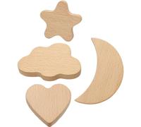 COOLHIYA Poignées de Tiroir Bois 4 Pièces Boutons Dessin Animé Formes Cœur Lune Étoile Nuage pour Meubles Chambre Garçon Fille à Trou Unique