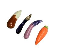 COOLHIYA Porte-baguettes Empêche le Roulement Support pour Cuillère et Fourchette 4 Pièces en Céramique Design Légumes Accessoire Cuisine Pratique pour Décor de Table à Manger
