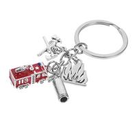 COOLHIYA Porte-clés Pendentif Décoratif Délicat Pompier en Alliage Argenté Ornement Accroche-regard pour Paquet et Présent pour Pompiers