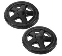 COOLHIYA Roues de Chariot Utilitaire Noires en Plastique Lot de 2, Petites Roulettes Pivotantes pour Caddie Pliable, Rechange pour Chariot à Linge et Courses en Supermarché