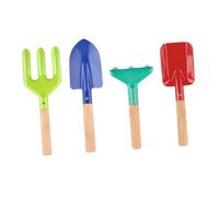 COOLHIYA Set Outils de Jardinage Garçon Fille avec Râteau Pelle Bêche et Truelle Fer et Bois pour Jardin Plage et École Facile à Utiliser pour Garçons et Filles Couleur Couleur Aléatoire