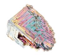COOLHIYA Spécimen Cristal de Bismuth 40 G, Ornement Minéral Irrégulier en Pierre Naturelle pour Décoration Intérieure et Collection