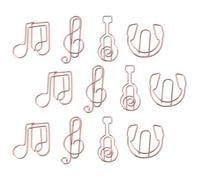 COOLHIYA Trombones Créatifs en Métal pour Organiser Cahiers et Documents 12pcs Forme Notes de Musique Or, Marque-pages Originaux Résistants Plusieurs styles Plusieurs styles