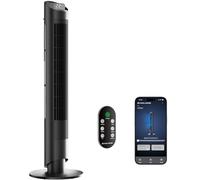 CoolHome CF2401 Ventilateur tour silencieux avec télécommande, application et minuterie, LED, sans danger pour les enfants, pour chambre à coucher, avec télécommande, noir, 102 cm