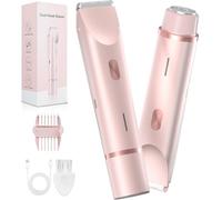 CoolHoney Tondeuse bikini pour femme - Rasoir électrique étanche IPX7 pour une utilisation humide et sèche, rasoir lisse pour la zone pubienne, les jambes, le visage et les aisselles - Rose pâle