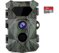 COOLIFE Caméra de Chasse 4K 48MP Vision Nocturne 35m Vitesse de Déclenchement 0.1s Infrarouge 46 pcs Low Glow IR LEDs Nocturne avec Carte 32G