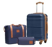 COOLIFE Set de Valises 3 Pièces 20'',48L Cabine Rigide ABS+PC Lucchetto TSA | Roulettes 360°, Sac de Voyage Extensible & Trousse de Toilette - Idéal pour Voyages d'Affaires, Courts Séjours & W nds