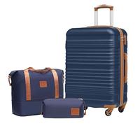 COOLIFE Set de Valises 3 Pièces 24'',77L Moyenne Rigide ABS+PC SerrureTSA | Roulettes 360°, Sac de Voyage Extensible & Trousse de Toilette - Idéal pour Escapades, Vacances Famille & Voyages d'Affaires