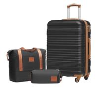 COOLIFE Set de Valises 3 Pièces 24'',77L Moyenne Rigide ABS+PC SerrureTSA | Roulettes 360°, Sac de Voyage Extensible & Trousse de Toilette - Idéal pour Escapades, Vacances Famille & Voyages d'Affaires