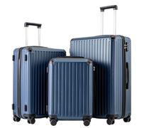 COOLIFE Valise à roulettes Rigide en matériau ABS avec Serrure TSA poignée télescopique et 4 roulettes jumelées, Noir, Großer Koffer, Valise Rigide - Bagage à Main (Bleu foncé, Ensemble de 3 Pezzi)