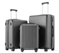 COOLIFE Valise à roulettes Rigide en matériau ABS avec Serrure TSA poignée télescopique et 4 roulettes jumelées, Noir, Großer Koffer, Valise Rigide - Bagage à Main (Gris, Ensemble de 3 Pezzi)