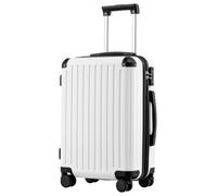 COOLIFE Valise à roulettes Rigide en matériau ABS avec Serrure TSA poignée télescopique et 4 roulettes jumelées, Noir, Großer Koffer, Valise Rigide - Bagage à Main (Blanc, 56cm)
