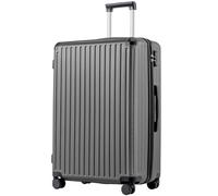 COOLIFE Valise à roulettes Rigide en matériau ABS avec Serrure TSA poignée télescopique et 4 roulettes jumelées, Noir, Großer Koffer, Valise Rigide - Bagage à Main (Gris, 77cm)