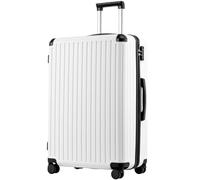 COOLIFE Valise à roulettes Rigide en matériau ABS avec Serrure TSA poignée télescopique et 4 roulettes jumelées, Noir, Großer Koffer, Valise Rigide - Bagage à Main (Blanc, 77cm)