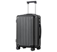 COOLIFE Valise à roulettes Rigide en matériau ABS avec Serrure TSA poignée télescopique et 4 roulettes jumelées, Noir, Großer Koffer, Valise Rigide - Bagage à Main (Noir, 56cm)