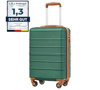 COOLIFE Valise Cabine 55x35x20 pour Ryanair & Easyjet, Bagages Cabine pour Courts Séjours et Voyages d'affaires, Coque Rigide en ABS avec Serrure TSA, 4 Roues Pivotantes à 360° (Vert/Marron)