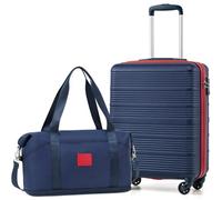 COOLIFE Valise Cabine Ryanair Rigide Bagage Cabine 55x35x20 Valises Leger a 4 Roues,Serrure TSA, en ABS Rigide Valise (Bleu/Rouge, 55×40×20 Set de Valises)
